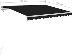 vidaXL Automatycznie zwijana markiza, 300 x 250 cm, antracytowa 8