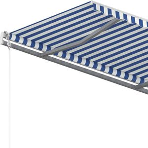 vidaXL Automatycznie zwijana markiza, 400 x 350 cm, niebiesko-biała 5