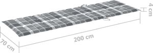 vidaXL Poduszka na leżak szara krata 200x70x4cm tkanina 6