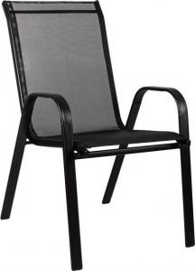 Springos Krzesło ogrodowe metalowe czarne na balkon UNIWERSALNY 1