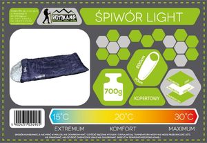 Royokamp  Śpiwór Light szary 170x30x70cm 6