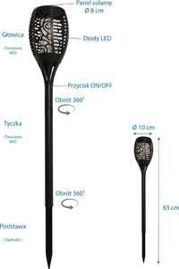 Saska Garden Lampa Ogrodowa Solarna Pochodnia Efekt Płomienia wys. 79cm, 33LED 4