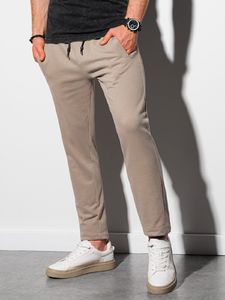 Ombre Spodnie męskie dresowe P946 - beżowe L 1