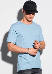 Ombre T-shirt męski bawełniany S1378 - jasnoniebieski L 1