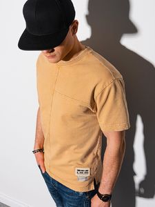 Ombre T-shirt męski bawełniany S1379 - musztardowy L 1