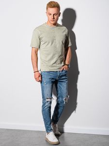 Ombre T-shirt męski bawełniany S1379 - oliwkowy L 1