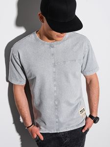 Ombre T-shirt męski bawełniany S1379 - szary L 1