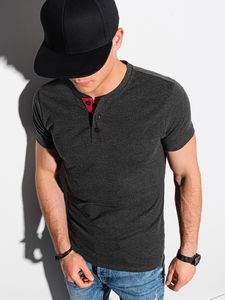 Ombre T-shirt męski bez nadruku S1390 - czarny XL 1