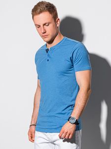 Ombre T-shirt męski bez nadruku S1390 - niebieski M 1