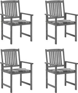 vidaXL Krzesła reżyserskie z poduszkami, 4 szt., szare, akacjowe (3061250) 1