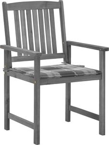 vidaXL Krzesła reżyserskie z poduszkami, 4 szt., szare, akacjowe (3061250) 3