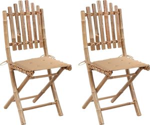 vidaXL Składane krzesła ogrodowe z poduszkami, 2 szt., bambusowe (3063990) 1