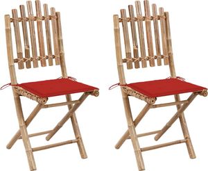 vidaXL Składane krzesła ogrodowe z poduszkami, 2 szt., bambusowe (3063993) 1