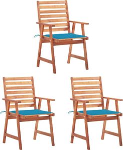 vidaXL Krzesła ogrodowe z poduszkami, 3 szt., lite drewno akacjowe (3064351) 1