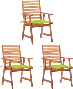 vidaXL Krzesła ogrodowe z poduszkami, 3 szt., lite drewno akacjowe (3064358) 1