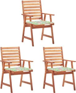 vidaXL Krzesła ogrodowe z poduszkami, 3 szt., lite drewno akacjowe (3064359) 1