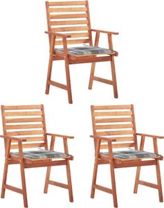 vidaXL Krzesła ogrodowe z poduszkami, 3 szt., lite drewno akacjowe (3064361) 1