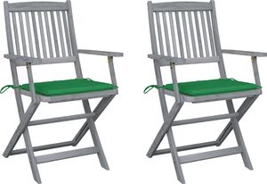 vidaXL Składane krzesła ogrodowe, 2 szt., poduszki, drewno akacjowe (3064487) 1