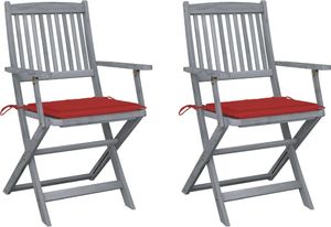 vidaXL Składane krzesła ogrodowe, 2 szt., poduszki, drewno akacjowe (3064488) 1