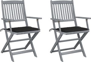 vidaXL Składane krzesła ogrodowe, 2 szt., poduszki, drewno akacjowe (3064489) 1