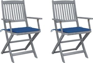 vidaXL Składane krzesła ogrodowe, 2 szt., poduszki, drewno akacjowe (3064492) 1