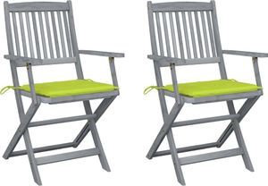 vidaXL Składane krzesła ogrodowe, 2 szt., poduszki, drewno akacjowe (3064493) 1