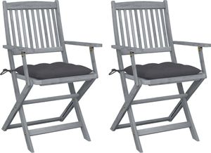 vidaXL Składane krzesła ogrodowe, 2 szt., z poduszkami, akacjowe (3064497) 1