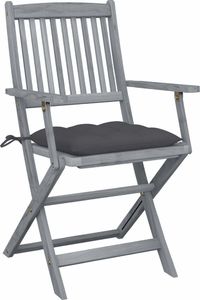 vidaXL Składane krzesła ogrodowe, 2 szt., z poduszkami, akacjowe (3064497) 2