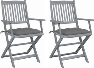 vidaXL Składane krzesła ogrodowe, 2 szt., z poduszkami, akacjowe (3064498) 1