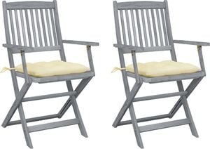 vidaXL Składane krzesła ogrodowe, 2 szt., z poduszkami, akacjowe (3064499) 1