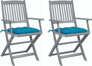 vidaXL Składane krzesła ogrodowe, 2 szt., z poduszkami, akacjowe (3064501) 1