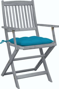 vidaXL Składane krzesła ogrodowe, 2 szt., z poduszkami, akacjowe (3064501) 2