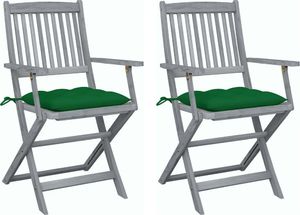 vidaXL Składane krzesła ogrodowe, 2 szt., z poduszkami, akacjowe (3064502) 1