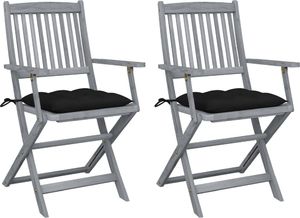 vidaXL Składane krzesła ogrodowe, 2 szt., z poduszkami, akacjowe (3064504) 1