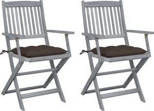 vidaXL Składane krzesła ogrodowe, 2 szt., z poduszkami, akacjowe (3064505) 1