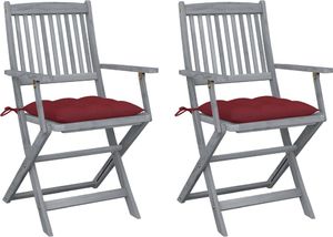 vidaXL Składane krzesła ogrodowe, 2 szt., z poduszkami, akacjowe (3064506) 1