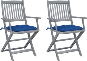 vidaXL Składane krzesła ogrodowe, 2 szt., z poduszkami, akacjowe (3064507) 1