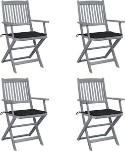 vidaXL Składane krzesła ogrodowe, 4 szt., poduszki, drewno akacjowe (3064516) 1