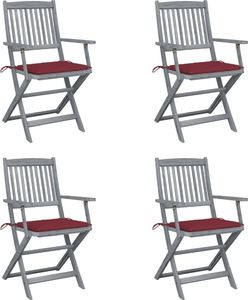 vidaXL Składane krzesła ogrodowe, 4 szt., poduszki, drewno akacjowe (3064518) 1