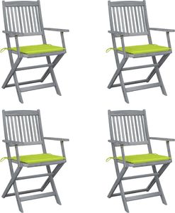 vidaXL Składane krzesła ogrodowe, 4 szt., poduszki, drewno akacjowe (3064520) 1