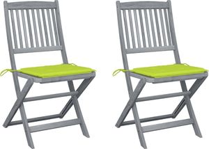 vidaXL Składane krzesła ogrodowe, 2 szt., poduszki, drewno akacjowe 1