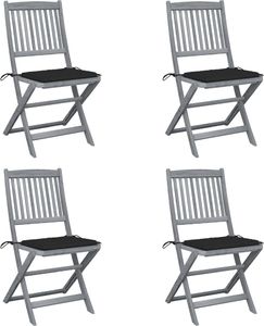 vidaXL Składane krzesła ogrodowe, 4 szt., poduszki, drewno akacjowe (3064570) 1