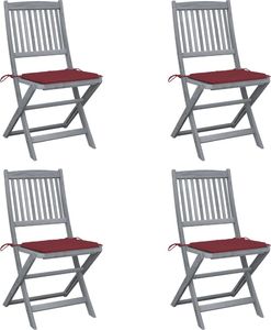 vidaXL Składane krzesła ogrodowe, 4 szt., poduszki, drewno akacjowe (3064572) 1