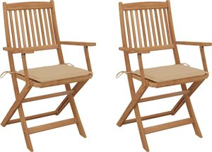 vidaXL Składane krzesła ogrodowe z poduszkami, 2 szt., drewno akacjowe (3064593) 1