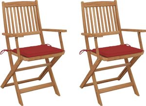 vidaXL Składane krzesła ogrodowe z poduszkami, 2 szt., drewno akacjowe (3064596) 1