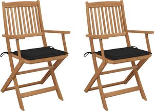 vidaXL Składane krzesła ogrodowe z poduszkami, 2 szt., drewno akacjowe (3064597) 1
