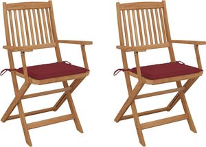 vidaXL Składane krzesła ogrodowe z poduszkami, 2 szt., drewno akacjowe (3064599) 1