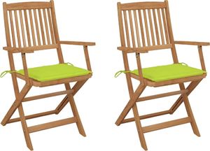 vidaXL Składane krzesła ogrodowe z poduszkami, 2 szt., drewno akacjowe (3064601) 1