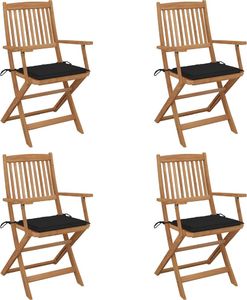 vidaXL Składane krzesła ogrodowe z poduszkami, 4 szt., drewno akacjowe (3064624) 1