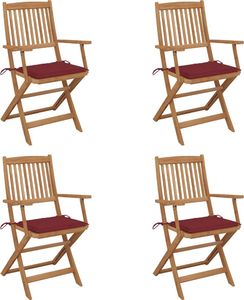 vidaXL Składane krzesła ogrodowe z poduszkami, 4 szt., drewno akacjowe (3064626) 1
